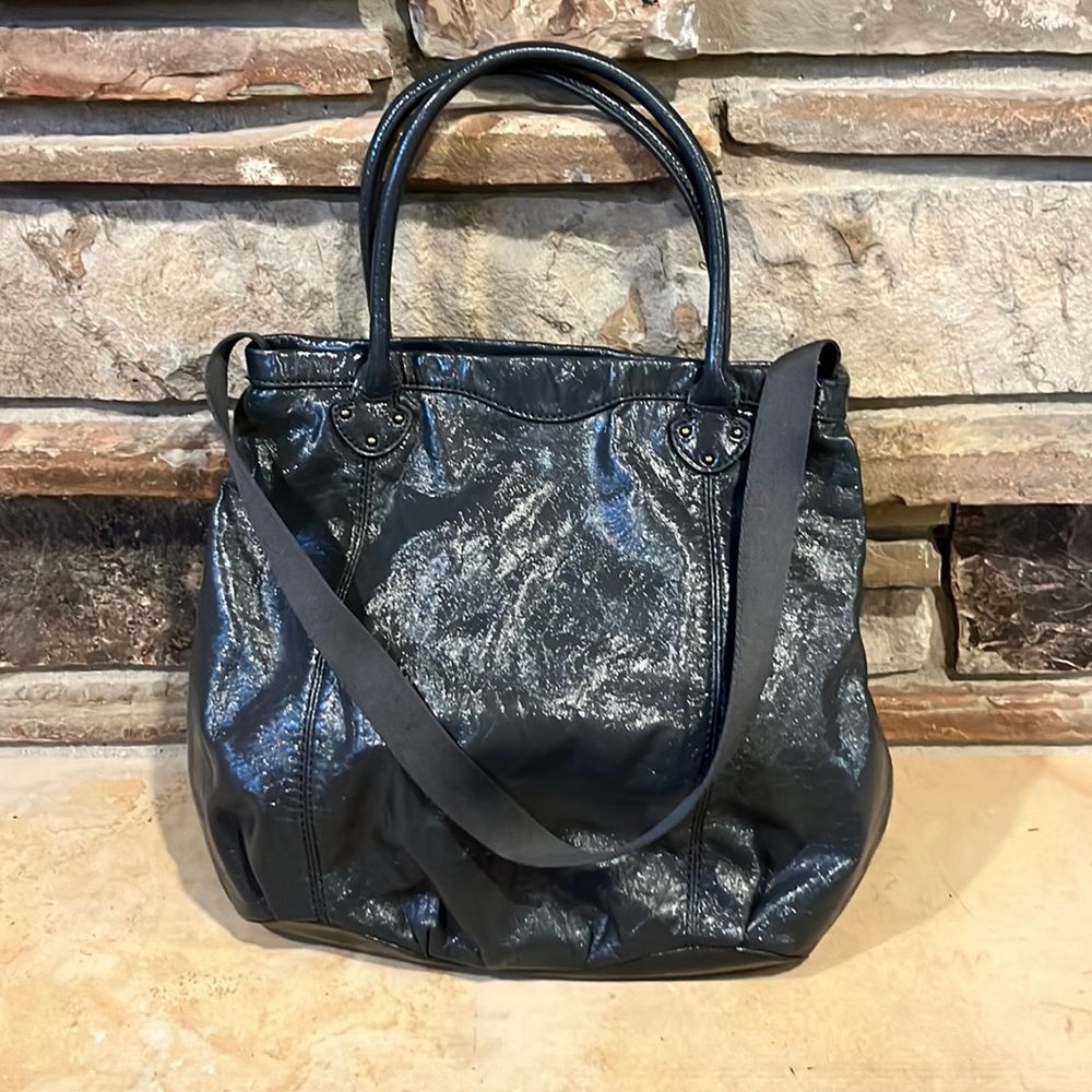 Gap Faux Patent Leather Grey Tote Bag